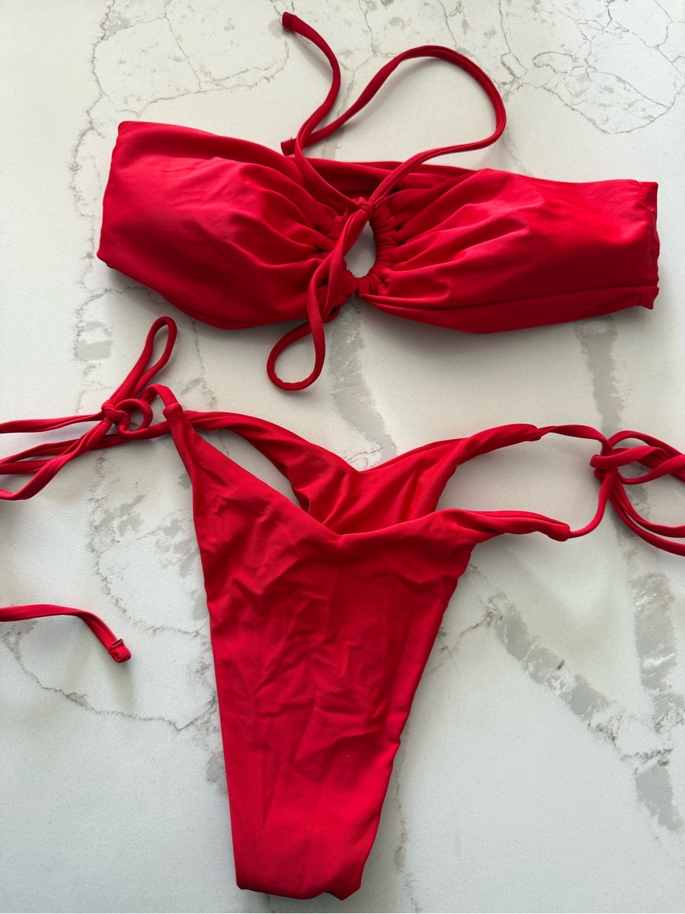 Red Strapless Bikini Set Size Small NEW